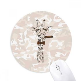 Dıythinker Geyik Hayvan Kafası Sanatsal Efekt Renkli Baskılı Yuvarlak Kaymaz Kauçuk Mouse Pad
