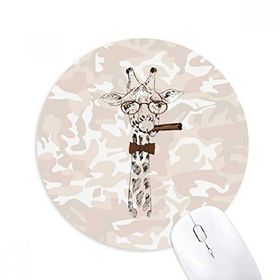 Dıythinker Geyik Hayvan Kafası Sanatsal Efekt Renkli Baskılı Yuvarlak Kaymaz Kauçuk Mouse Pad
