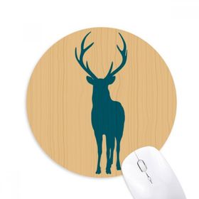 Dıythinker Geyik Hayvan Mavi Ahşap Tahıl Baskılı Yuvarlak Kaymaz Kauçuk Mouse Pad