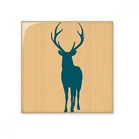 Dıythinker Geyik Hayvan Mavi Ahşap Tahıl Seramik 10x10 cm Seramik Karo