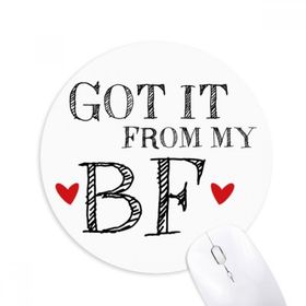 Dıythinker GF It from My BF Sevgililer Günü Baskılı Yuvarlak Kaymaz Kauçuk Mouse Pad