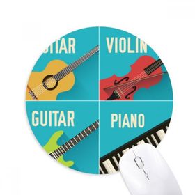 Dıythinker Gitar Keman Piyano Kombinasyonu Desen Baskılı Yuvarlak Kaymaz Kauçuk Mouse Pad