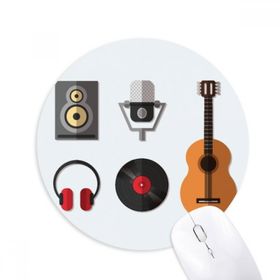 Dıythinker Gitar Kulaklık CD Mikrofon Müzik Deseni Baskılı Yuvarlak Kaymaz Kauçuk Mouse Pad