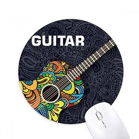 Dıythinker Gitar Müzik Enstrüman Desenli Tasarım Baskılı Yuvarlak Kaymaz Kauçuk Mouse Pad
