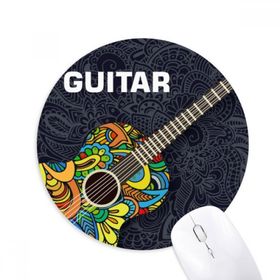 Dıythinker Gitar Müzik Enstrüman Desenli Tasarım Baskılı Yuvarlak Kaymaz Kauçuk Mouse Pad