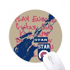 Dıythinker Gitar Müzik Enstrüman Doodle Desenli Baskılı Yuvarlak Kaymaz Kauçuk Mouse Pad