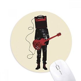 Dıythinker Gitar Müzik Enstrümanları Çılgın Adam Baskılı Yuvarlak Kaymaz Kauçuk Mouse Pad