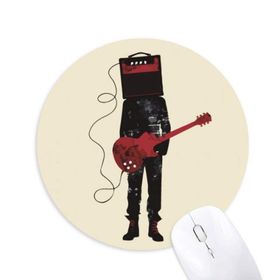 Dıythinker Gitar Müzik Enstrümanları Çılgın Adam Baskılı Yuvarlak Kaymaz Kauçuk Mouse Pad