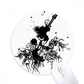 Dıythinker Gitar Müzik Enstrümanları Çılgın Desen Baskılı Yuvarlak Kaymaz Kauçuk Mouse Pad