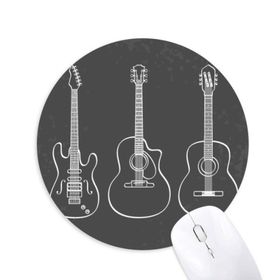 Dıythinker Gitar Müzik Enstrümanları kombinasyonu Gitar Baskılı Yuvarlak Kaymaz Kauçuk Mouse Pad
