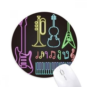 Dıythinker Gitar Müzik Enstrümanları Neon Baskılı Yuvarlak Kaymaz Kauçuk Mouse Pad