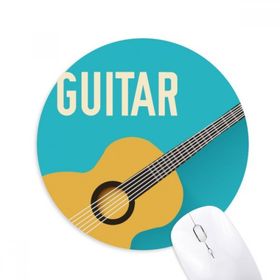 Dıythinker Gitar Müzik İllüstrasyonu Mavi Desen Baskılı Yuvarlak Kaymaz Kauçuk Mouse Pad