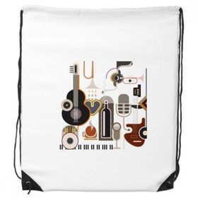 Dıythinker Gitar Müzik İllüstrasyonu Soyut Mavi Desen İpli Sırt Çantası
