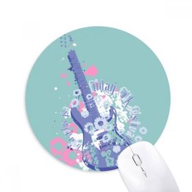 Dıythinker Gitar Müzik Taze Desen İllüstrasyon Baskılı Yuvarlak Kaymaz Kauçuk Mouse Pad