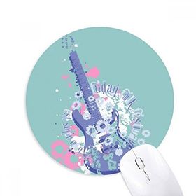Dıythinker Gitar Müzik Taze Desen İllüstrasyon Baskılı Yuvarlak Kaymaz Kauçuk Mouse Pad