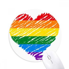 Dıythinker Gökkuşağı Eşcinsel Kalp LGBT Baskılı Yuvarlak Kaymaz Kauçuk Mouse Pad