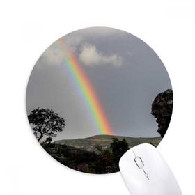 Dıythinker Gökkuşağı Orman Bilim Doğa Manzarası Baskılı Yuvarlak Kaymaz Kauçuk Mouse Pad