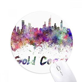 Dıythinker Gold Coast Gana Afrika Şehri Suluboya Baskılı Yuvarlak Kaymaz Kauçuk Mouse Pad