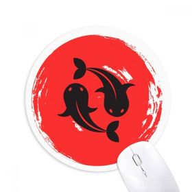 Dıythinker Goldfish Soyut Fırça Japonya Baskılı Yuvarlak Kaymaz Kauçuk Mouse Pad