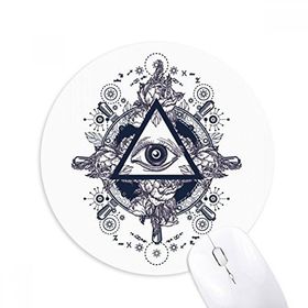 Dıythinker Göz Çiçek Üçgen Sanat Desen Baskılı Yuvarlak Kaymaz Kauçuk Mouse Pad