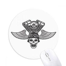Dıythinker Gözlük Işıkları İskelet Motosiklet Desenli Baskılı Yuvarlak Kaymaz Kauçuk Mouse Pad