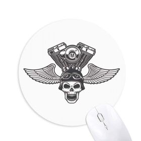 Dıythinker Gözlük Işıkları İskelet Motosiklet Desenli Baskılı Yuvarlak Kaymaz Kauçuk Mouse Pad