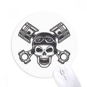 Dıythinker Gözlük Işıkları İskelet Motosiklet Desenli Baskılı Yuvarlak Kaymaz Kauçuk Mouse Pad