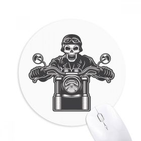 Dıythinker Gözlük Işıkları İskelet Motosiklet Desenli Baskılı Yuvarlak Kaymaz Kauçuk Mouse Pad