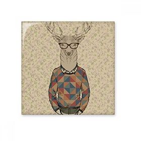 Dıythinker Gözlükler Geyik Hayvan Sanatsal Efekt Renkli 10x10 cm Seramik Karo