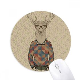 Dıythinker Gözlükler Geyik Hayvan Sanatsal Efekt Renkli Baskılı Yuvarlak Kaymaz Kauçuk Mouse Pad