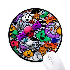 Dıythinker Graffiti Sokak Kültürü Renkli Kafatası Yuvarlak Kaymaz Mouse Pad