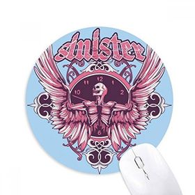 Dıythinker Grafiti Sokak Kafatası Açı Saat Desenli Baskılı Yuvarlak Kaymaz Kauçuk Mouse Pad