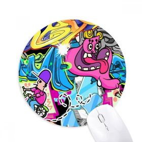 Dıythinker Grafiti Sokak Kültürü Renkli Canavar Baskılı Yuvarlak Kaymaz Kauçuk Mouse Pad