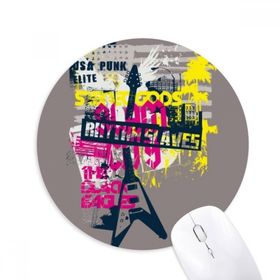 Dıythinker Grafiti Sokak Kültürü Renkli Gitar Desenli Baskılı Yuvarlak Kaymaz Kauçuk Mouse Pad
