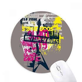 Dıythinker Grafiti Sokak Kültürü Renkli Gitar Desenli Baskılı Yuvarlak Kaymaz Kauçuk Mouse Pad