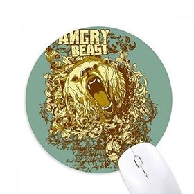 Dıythinker Grafiti Sokak Sarı Ayı Kızgın Desen Baskılı Yuvarlak Kaymaz Kauçuk Mouse Pad