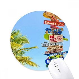 Dıythinker Guidepost Beyaz Bulutlar Gökyüzü Baskılı Yuvarlak Kaymaz Kauçuk Mouse Pad