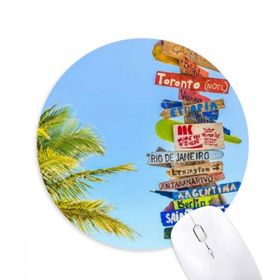 Dıythinker Guidepost Beyaz Bulutlar Gökyüzü Baskılı Yuvarlak Kaymaz Kauçuk Mouse Pad