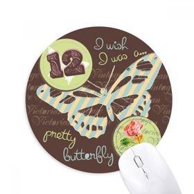 Dıythinker Gül Damgaları ve Kelebek Baskılı Yuvarlak Kaymaz Kauçuk Mouse Pad