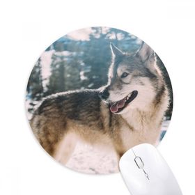 Dıythinker Gülümseme Beyaz Köpek Kar Resmi Baskılı Yuvarlak Kaymaz Kauçuk Mouse Pad