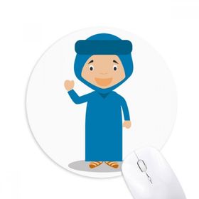 Dıythinker Gülümseme Mavi Cezayir Çizgi Film Baskılı Yuvarlak Kaymaz Kauçuk Mouse Pad