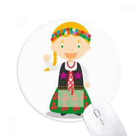 Dıythinker Gülümseme Sarışın Polonya Çizgi Film Baskılı Yuvarlak Kaymaz Kauçuk Mouse Pad