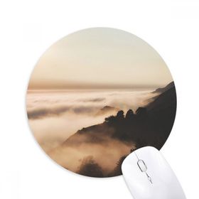Dıythinker Gündoğumu Gün Batımı Dağ Sis Manzara Gökyüzü Baskılı Yuvarlak Kaymaz Kauçuk Mouse Pad