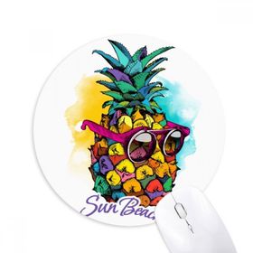 Dıythinker Güneş Gözlüğü Ananas Tropik Stil Meyve Baskılı Yuvarlak Kaymaz Kauçuk Mouse Pad