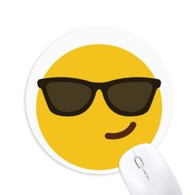 Dıythinker Güneş Gözlüğü Soğuk Sarı Sevimli Çevrimiçi Sohbet Baskılı Yuvarlak Kaymaz Kauçuk Mouse Pad