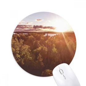 Dıythinker Güneş Işığı Ormancılık Bilim Doğa Manzarası Baskılı Yuvarlak Kaymaz Kauçuk Mouse Pad