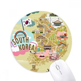 Dıythinker Güney Kore Haritası Aşk Seyahat Baskılı Yuvarlak Kaymaz Kauçuk Mouse Pad