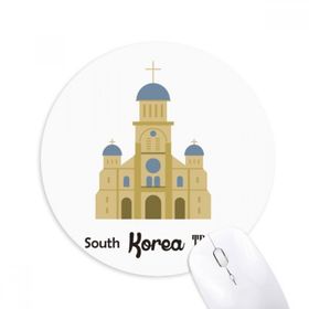 Dıythinker Güney Kore Simgeleri Kilise Baskılı Yuvarlak Kaymaz Kauçuk Mouse Pad