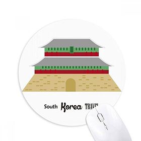 Dıythinker Güney Kore Simgeleri Seyahat Yeri Baskılı Yuvarlak Kaymaz Kauçuk Mouse Pad