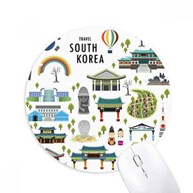 Dıythinker Güney Kore'de Seyahat Eden Baskılı Yuvarlak Kaymaz Kauçuk Mouse Pad